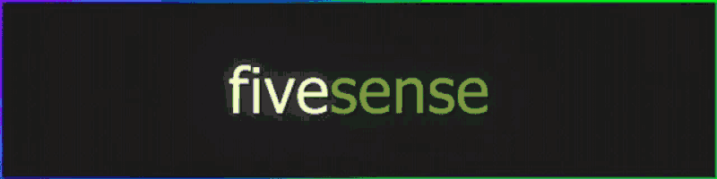 a black background with the word fivesense in green