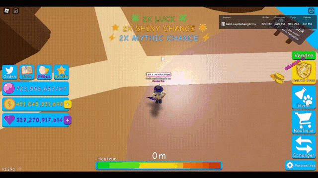 a screenshot of a video game that says 2x luck 2x shiny chance 2x mystic chance and 0m