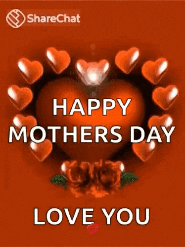 a happy mother 's day greeting card with hearts around a heart and the words `` happy mother 's day love you '' .