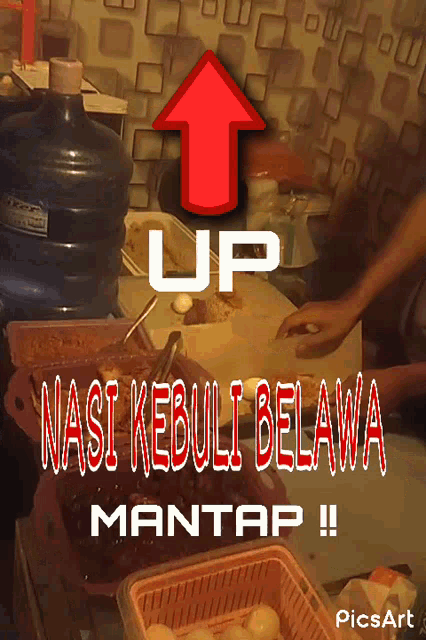 an advertisement for nasi kebuli belawa mantap