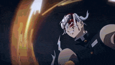 a cartoon character with blood on his face and a cross on his head