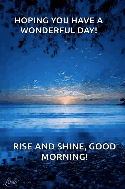 a picture of a beach with the words " hoping you have a wonderful day "