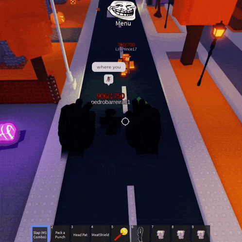 a screenshot of a video game with a troll face and the words menu on the top