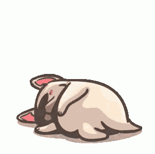 a cartoon drawing of a french bulldog standing on its hind legs .