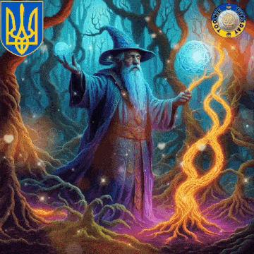 a painting of a wizard with a coat of arms and a coin that says " come tuesday "