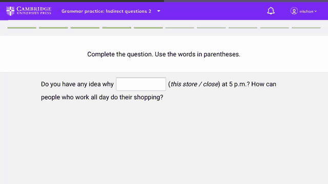 a cambridge university press grammar practice indirect questions 2