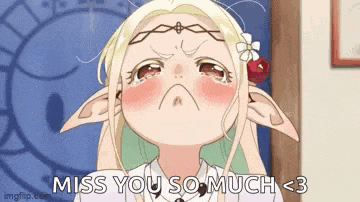 a little girl with long blonde hair is crying and saying `` miss you so much < 3 '' .