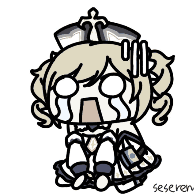 a cartoon drawing of a girl with tears coming out of her eyes and the name seseren written below her