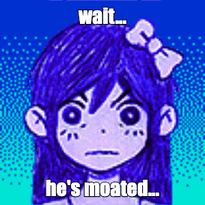 a drawing of a girl with a bow and the words wait he 's moated .