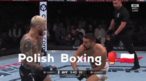 two men in a boxing ring with the word polish boxing on the bottom