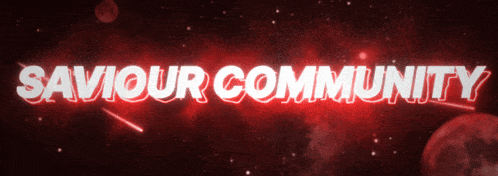 a red background with the words saviour community in white