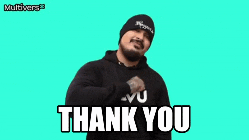 a man wearing a black hat and a black sweatshirt says thank you