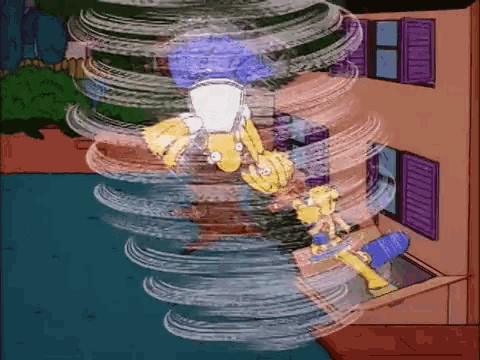 a cartoon of homer simpson in a hurricane