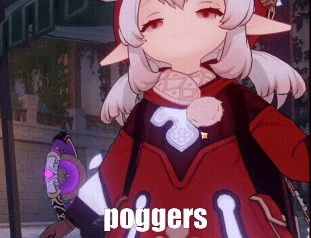 a cartoon character with the word poggers on the bottom right