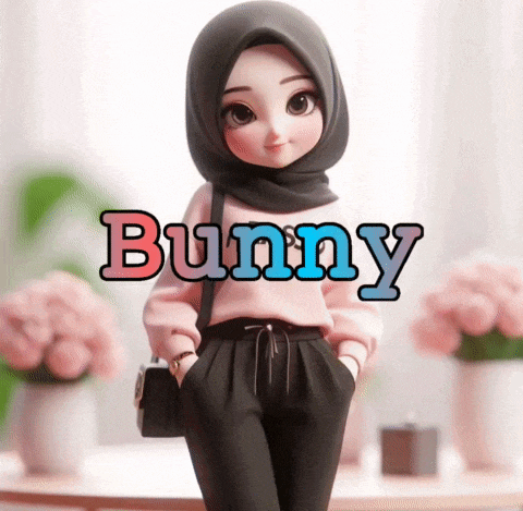 a doll wearing a hijab with the name bunny on the bottom