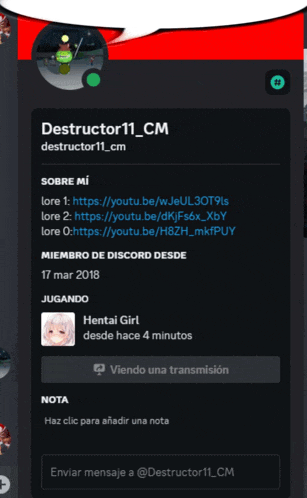 a screenshot of destructor11_cm 's profile page