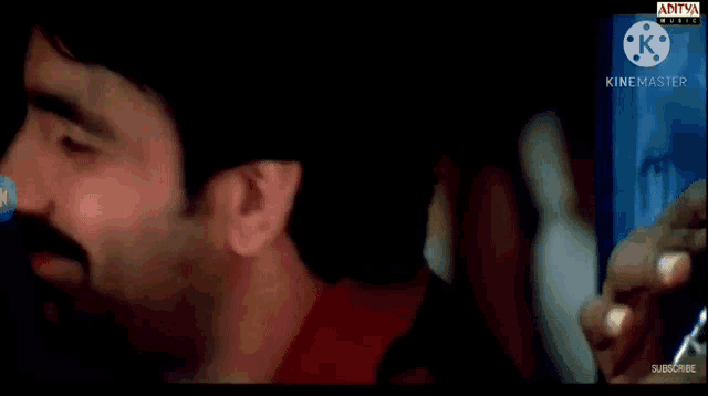 a close up of a woman covering her mouth with her hand while a man looks on .