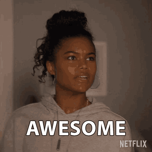 a picture of a woman with the words awesome netflix on the bottom