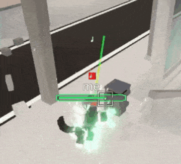 a screenshot of a video game where a person is being attacked by a green monster .