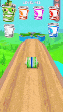 a video game shows green vs yellow vs red vs white vs blue in a maze