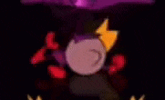 a blurry picture of a cartoon character with a lightning bolt and a purple background .