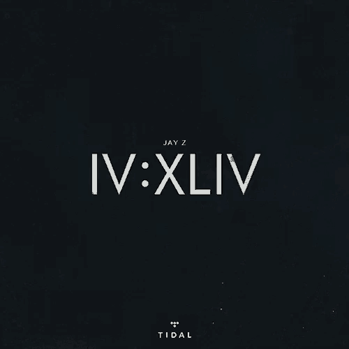 a black background with white letters that say iv xliv