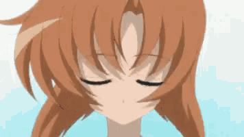 a close up of a cartoon character with her eyes closed