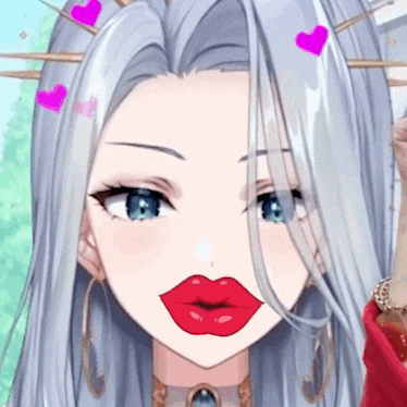a close up of a girl 's face with hearts in her hair