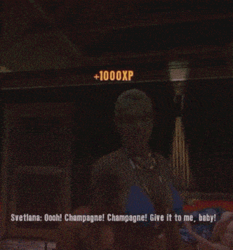 a screenshot of a video game shows a woman talking to another woman named svetlana