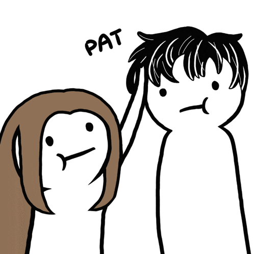 a cartoon drawing of a man and a woman with pat written on the top