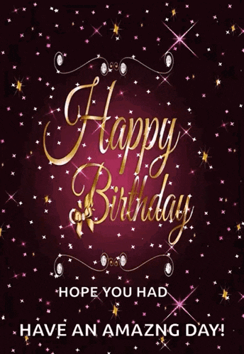 a happy birthday card with a purple background