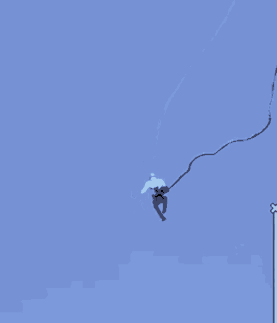 a person hanging from a rope in the air