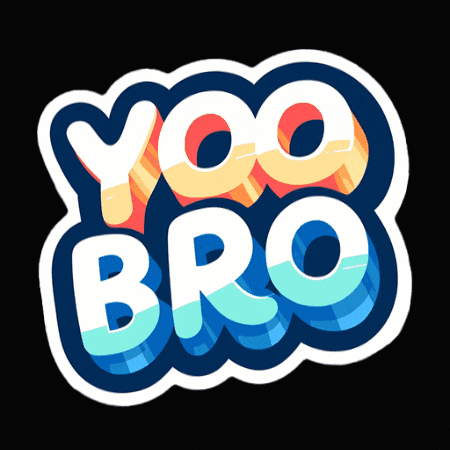 a colorful sticker that says yoo bro on a black background