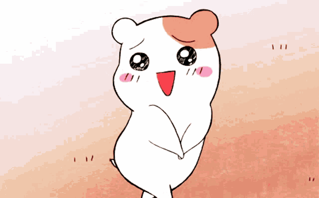 a cartoon drawing of a white bear with a red spot on its head