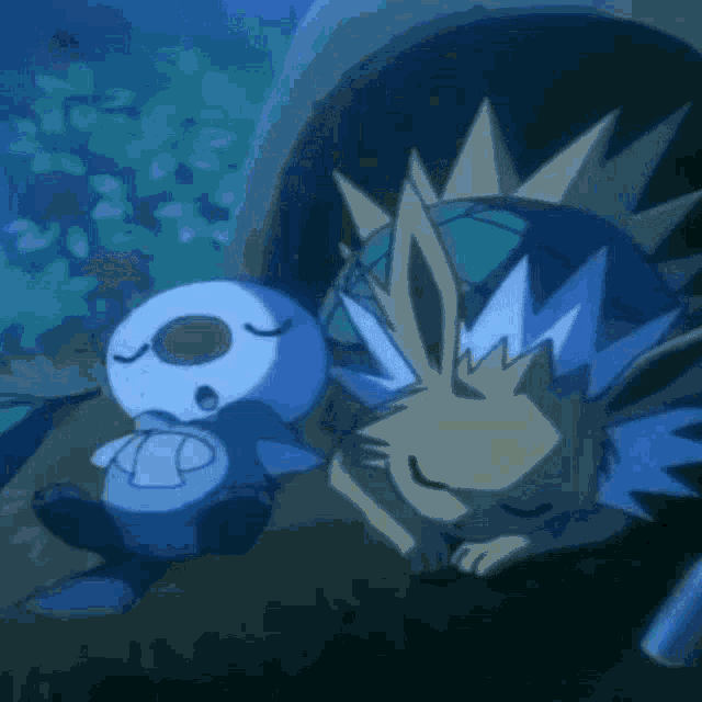 a cartoon of a dog and a hedgehog swimming in the water .