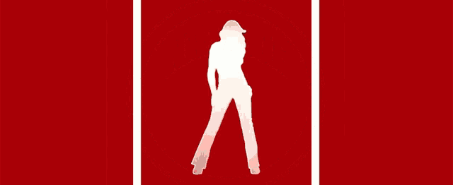 a silhouette of a woman is standing in front of a red circle with the word nightmare written on it