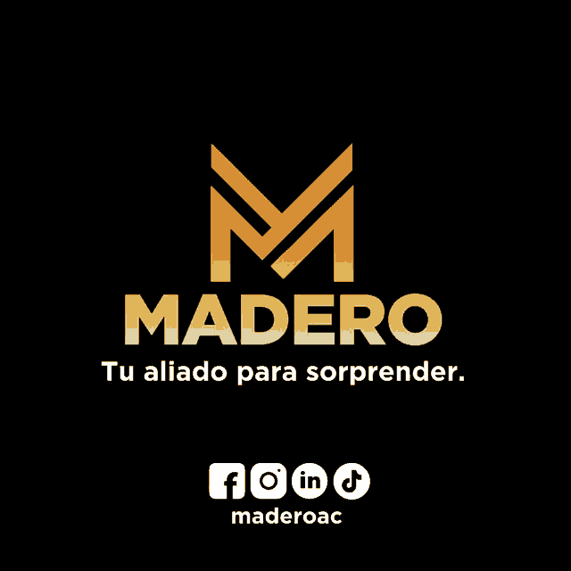 a logo for madero with a gold letter m