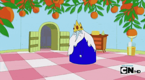 a cartoon of a king with a crown on his head and the word cn on the bottom