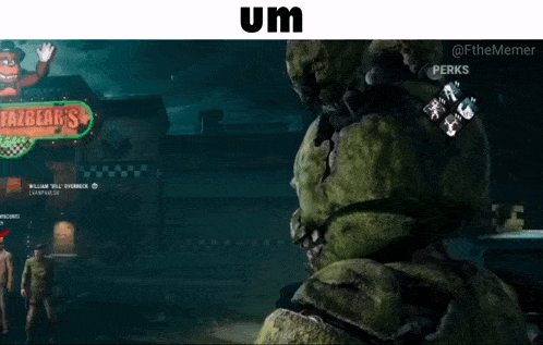 a screenshot of five nights at freddy 's showing a sign for fazbear 's pizza