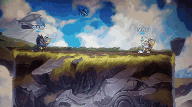 a video game screen shows two characters named gam and max