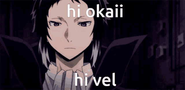 a picture of a girl with the words hi okaii hivel