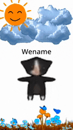 a drawing of a cat with the word wename on the bottom
