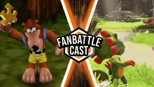 a fan battle cast advertisement with a monkey and a frog