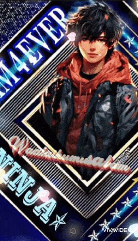 a picture of a ninja with the words m4 ever ninja on it