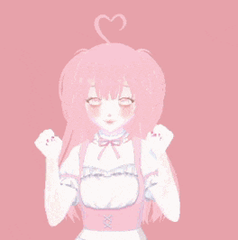 a girl with pink hair has a heart on her hair