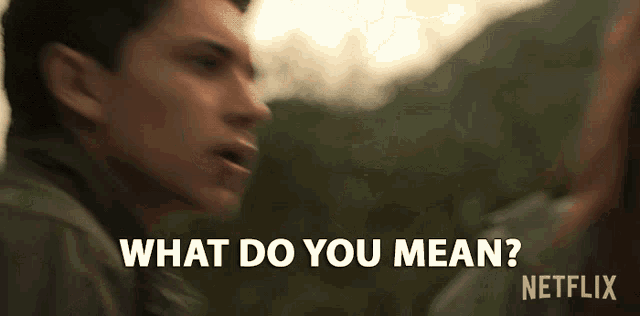 a blurred image of a man with the words what do you mean below him