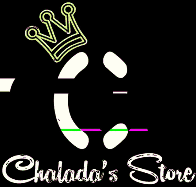 a logo for chalada 's store with a green and pink crown