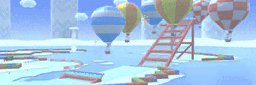 a bunch of hot air balloons are flying over a snowy field