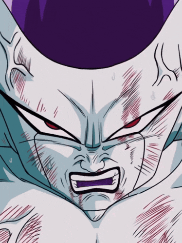 a close up of a cartoon character 's face with blood on it