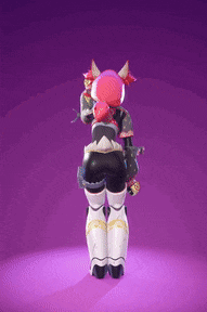 a cartoon character is standing on a purple surface